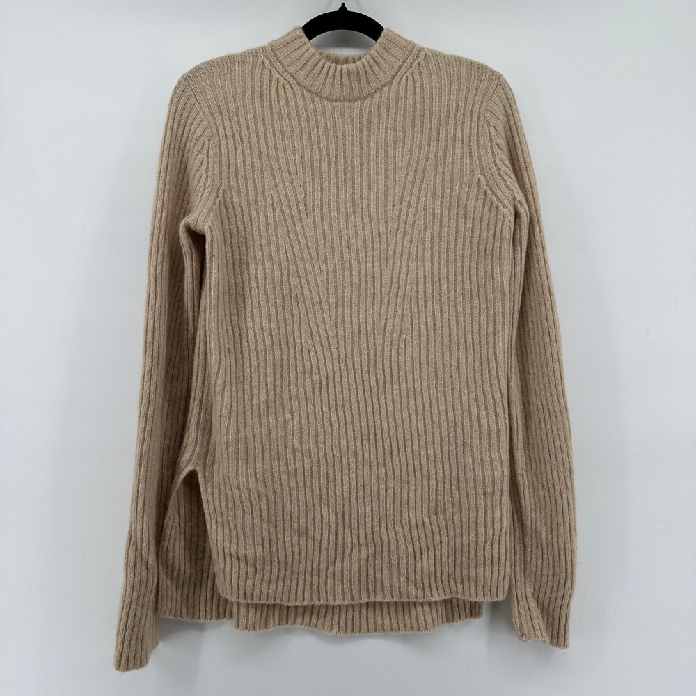 Vince Tan Wool Cashmere Ribbed Mock Neck Sweater V843778962 XS